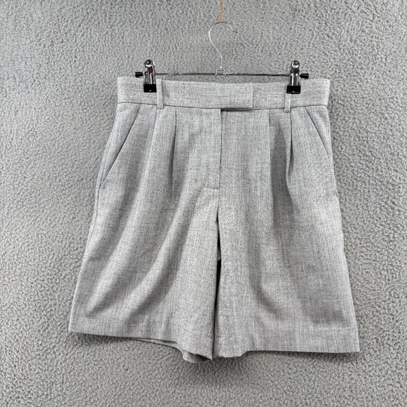 Abercrombie & Fitch Tailored Pleated High-Rise Shorts Gray Size 25 - Picture 3 of 10